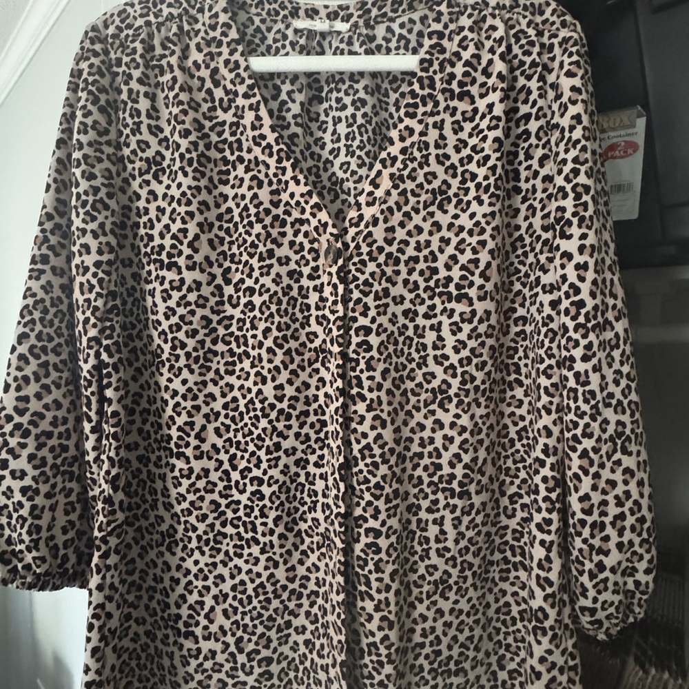 Maurices Tan and Black Leopard Print Blouse